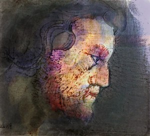 Radiant being - digitally coloured etching from life drawing at Draw!